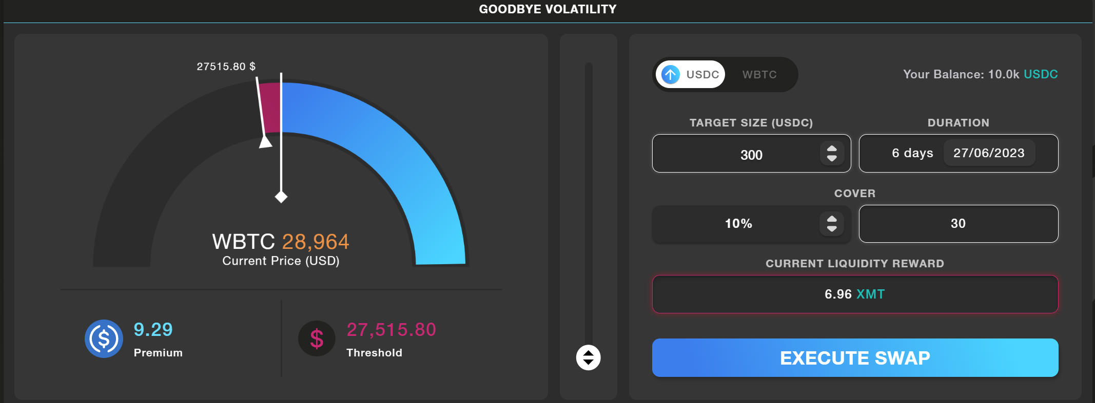 swap execute dashboard